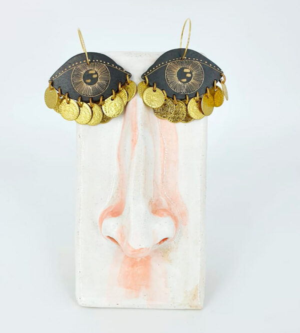 GOLD EYE WITH SEQUINS EARRINGS
